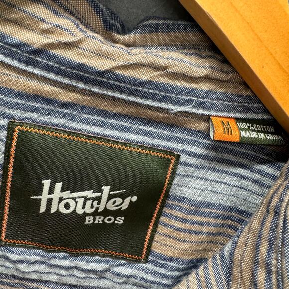 Howler Bros Shirt Mens Medium Coastal Cotton Button Up Long Sleeve Striped - Picture 2 of 9